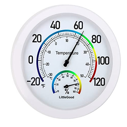 6" Thermometer Indoor with Humidity Gauge - Wall Thermometer/Hygrometer for Home Decorative, Updated Analog Dial Temperature Humidity Monitor for Room Temp
