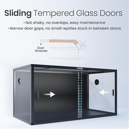 120 Gallon Bearded Dragon Tank,48" x 24" x 24" Reptile Tank with Sliding Door Top Screen Ventilation, Front Opening Reptile Enclosure for Easy Maintenance | Stackable 4x2x2 Reptile Enclosure,Optimal Ventilation & Light Penetration by Rust Proof Mesh Top,E