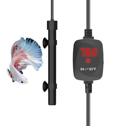 50W Small Aquarium Heater Betta Heater for 5-10 Gallon Freshwater & Saltwater Tanks, Alumina Ceramic Fish Tank Heater Turtle Heater with Dry-Run & Overheat Protection - size: For Tanks ≤ 10 Gal