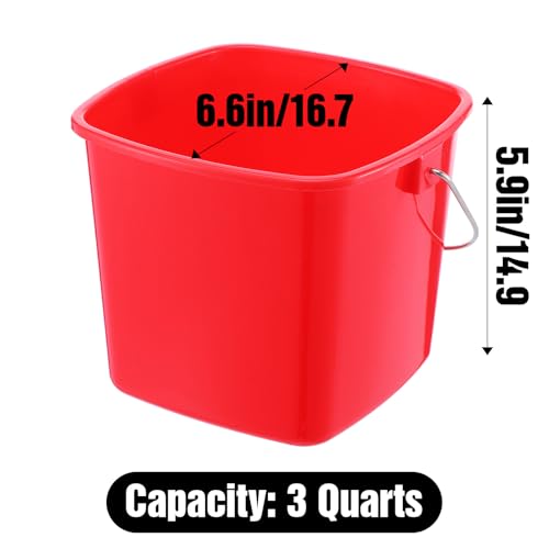 4 Pack Small Cleaning Pail, Square Detergent Bucket with Spout and Handle for Home, Offices, School, Commercial Use