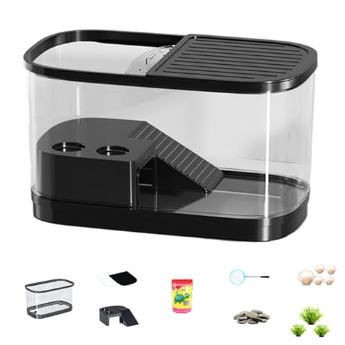 Reptile Terrarium Habitat Enclosure for Reptile | Gecko Terrarium Tank for Spider Chameleon Tarantula Bearded Dragon Frog Snack Gecko Tortoise - color: Black
