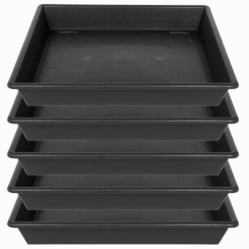 NIMYAU Square Plant Saucer 5 Pack 8 10 12 14 16 18 20 Inch, Plant Trays for Pots Heavy Duty Plastic Plant Saucers for Indoors Outdoors, Flower Pot No Holes Plant Drip Trays - color: Black, size: 8"-5Pack