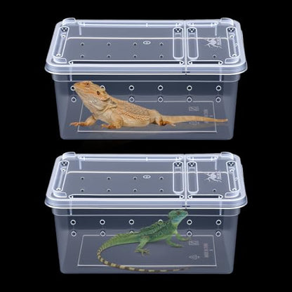 10 Pcs Reptile Breeding Box, Clear Plastic Terrarium with Vent Holes, Small Animal Enclosure for Spider Scorpion Lizard Insect, 5.9x3.9x2.55 Inch