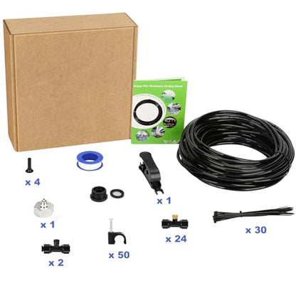GMAULEE Misting Cooling System, DIY 78.8FT(24M) Misting Line +24 Brass Mist Nozzles+ a Brass Connector(3/4'') Outdoor Mister System for Patio Waterpark Garden Trampoline Greenhouse - size: 78.8 ft (24M)+24 Brass