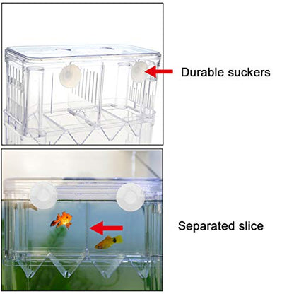 Aquarium Fish Breeder Box Plastic Fish Isolation Breeding Box Hatching Incubator for Baby Shrimp Clownfish Guppy - size: Large