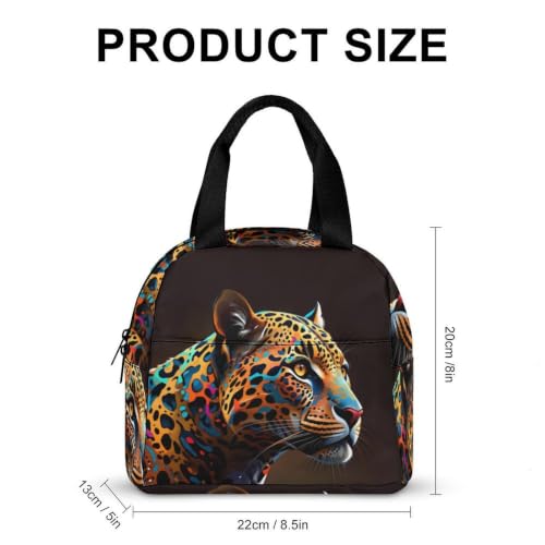 Glittery Leopard Lunch Bag for Women Men | Insulated Lunch Box Leakproof Food Meal Containers Reusable Foldable 6L Capacity Lunch Tote Bags for Work Picnic Travel - color: style-18