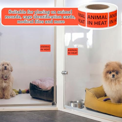 500 Pcs Animal in Heat Veterinary Labels, Fluorescent Orange-Red | 1 x 1.5 Inch, Pet Care Instruction Stickers, for Animal Clinics, Shelters, Pet Stores, Party Rave - size: 1 x 1.5 Inch, style: Animal in Heat