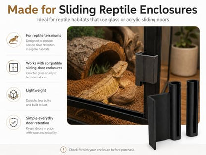 Reptile Enclosure Door Lock Compatible with Dubia Reptile Enclosures | Escape-resistant security clips; locks sliding glass doors; helps secure habitats for snakes, lizards, and geckos