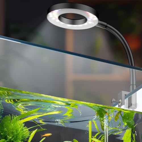 Pawfly 6 W LED Aquarium Light for 1 to 5 Gallon Fish Tanks Clip On Fish Tank Light USB Moving Aquarium Lamp with Full Spectrum Dimmable White Blue Red Green Lights with Timer (Adapter Not Included) - size: For 1 to 5 Gallon Fish Tank