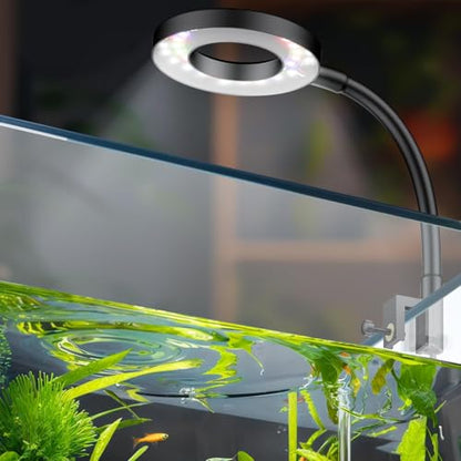 Pawfly 6 W LED Aquarium Light for 1 to 5 Gallon Fish Tanks Clip On Fish Tank Light USB Moving Aquarium Lamp with Full Spectrum Dimmable White Blue Red Green Lights with Timer (Adapter Not Included) - size: For 1 to 5 Gallon Fish Tank