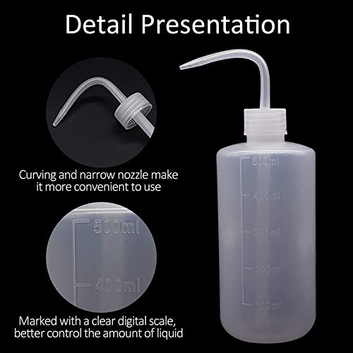 2PCS Squeeze Bottles - 500ml Tattoo Bottles Squirt Bottle | Tattoo Spray Bottles Squirt Bottle Tattoo Wash Bottles For Tattooing with Measure(16.9oz) for Medical Lab Succulent Watering - size: 16.9 Ounces