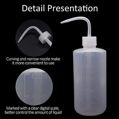 2PCS Squeeze Bottles - 500ml Tattoo Bottles Squirt Bottle | Tattoo Spray Bottles Squirt Bottle Tattoo Wash Bottles For Tattooing with Measure(16.9oz) for Medical Lab Succulent Watering - size: 16.9 Ounces