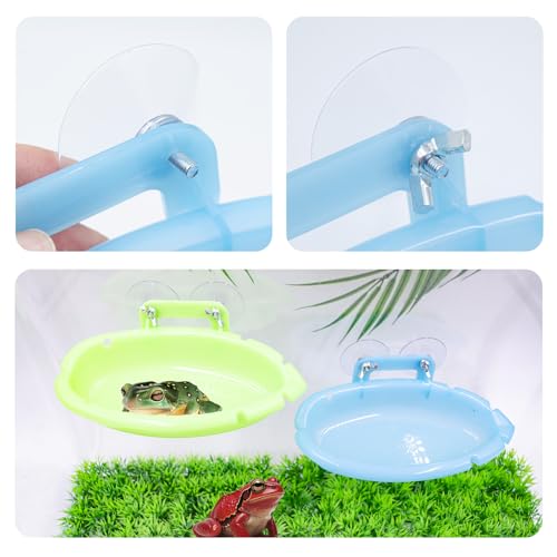 Tree Frog Terrarium Accessories, 2 Pack Plastic Bathtub with Suction Cups, Tank Habitat Accessories for African Dwarf Frog, Toad, Tree Frogs