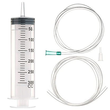 300ml/cc Syringes with Tube 40 Inch Handy Plastic Tubing and Adapter Tip | for Liquid, Refilling Measuring, Dispensing Watering, Plant Irrigation, Feeding Pets, Oil or Glue Applicator - size: 300ML/CC