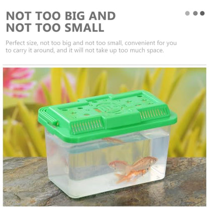POPETPOP Portable Handheld Fish Tank Transparent Aquarium for Turtles and Hamsters Lightweight Reptile Carrier Easy to Clean for Feeding Cover