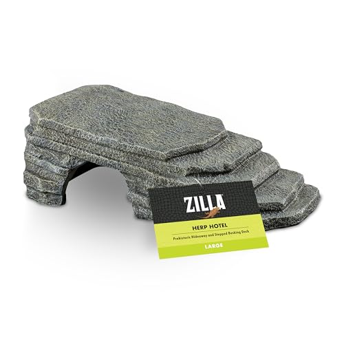Zilla Herp Hotel, Naturalistic Hide and Basking-Platform for Leopard Geckos, Bearded Dragons, Anoles, Large - size: Large