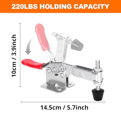 10 Pack Toggle Clamps, Hold Down Clamp 220Lbs Holding Capacity Quick Release Horizontal Clamps with Rubber Pressure Tip for Woodworking Jigs and Fixtures, Welding, Drill Press, Crosscut Sled - size: 10Pack-201B