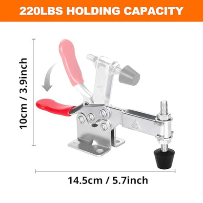 10 Pack Toggle Clamps, Hold Down Clamp 220Lbs Holding Capacity Quick Release Horizontal Clamps with Rubber Pressure Tip for Woodworking Jigs and Fixtures, Welding, Drill Press, Crosscut Sled - size: 10Pack-201B