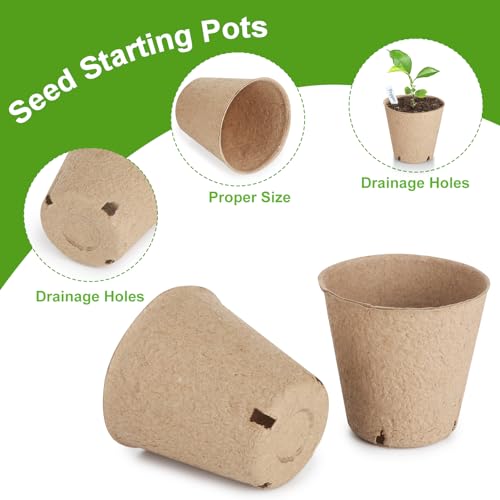 132 PCS Organic Peat Pots, 3.15 Inch Nursery Pot, Round Plant Seedling Pot | Small Seed Starting Starter Tray with Drainage Holes, Cheap Bulk Garden Germination Container with 132 Plant Labels(8 cm) - size: 3.15 Inch 132 Pcs