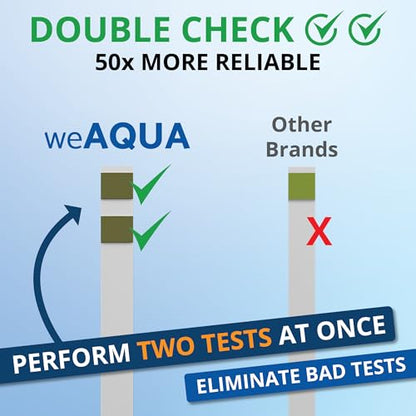 Water Hardness Test Kit - DoubleCheck 50 Strips - Hard Water Testing Kit – Tests Calcium & Magnesium (0–425 PPM) – for Tap, Well, Drinking, Pool, Spa & Dishwasher