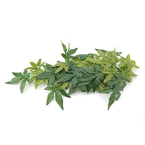 Yosoo Artificial Plants Fake Leaves, Aquarium Fish Plastic Green Grass with Sucker, Reptile Terrarium Habitat Box Cage Ornaments (40cm/15.75in) - size: 40cm/15.75in