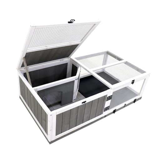 43" Large Tortoise Habitat with Water Play Area & 2 PVC Trays, Indoor/Outdoor Wooden Reptile Enclosure for Turtle, Lizard, Gecko, Snake, Small Amphibians - color: P-8