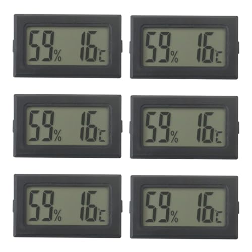 Pack of 6 Mini Small Digital Hygrometer Thermometer Indoor Temperature and Humidity Meter Gauge with Temp Humidity Sensor Monitor Fahrenheit,Universal Use for Jars,Home,Room