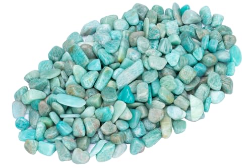 ZenQ 1 lb Crystal Chips, Tumbled Stone Chips for Crafts | Polished, Undrilled Gemstones for Resin Art, Vase Filler, Plant Decor, Candle Making, and DIY Projects - color: Amazonite 0.2"- 0.6"