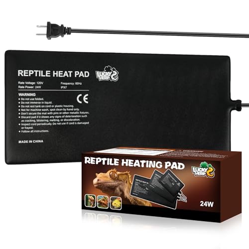 LUCKY HERP Reptile Heat Pad 8x18 Inch 24W Under Tank Terrarium Heating Mat, Reptile Heat Mat, Reptile Heating Pad for Turtle, Lizard, Hermit Crab, Frog, Snake - size: 8" X 18"