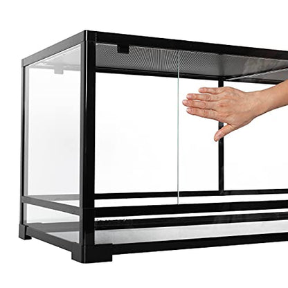REPTI ZOO 67 Gallon Reptile Large Terrarium Newly Upgraded All Glass 48" x 18" x 18" Double Hinge Door with Top Ventilation Reptile Terrarium(Knock-Down) - color: Reptile Terrarium - Double Hinge Door