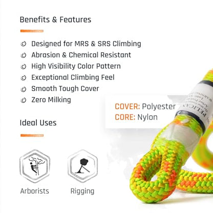 24-Strand 11.8 mm Arborist-Pro™ Rope – High Tensile Strength – Lightweight – Made in USA - color: Viper, size: 200 ft