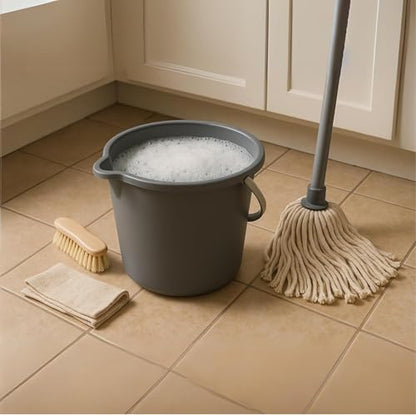 10QT (9.5L) Cleaning Bucket with Handle and Spout - Charcoal Grey | Heavy Duty Mop Bucket for Household Use, Utility Pail for Car Wash - Plastic Buckets, Plastic Buckets with Handles