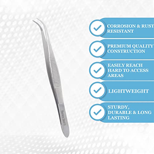 Lab Tweezers High Precision Forceps, Fine Strong Curved Point Tweezers, Stainless Steel (4 Inch) - size: 4 Inch