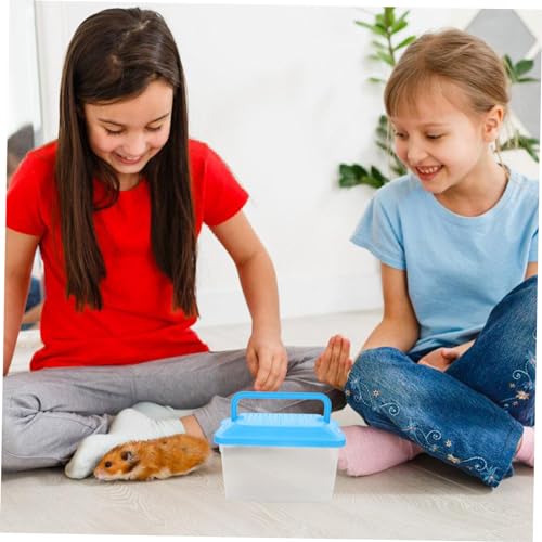 3pcs Portable Handheld Fish Tank Transparent Reptile Aquarium Box for Turtles and Hamsters Creative Feeding Box for Pet Cleaning Color Lid