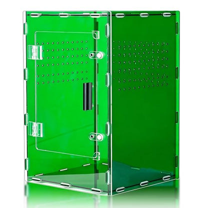 8x8x12 Deep Green Acrylic Terrarium Vertical for Spider Reptile | Vertical deep green acrylic terrarium 8x8x12, waterproof sealed body, secure anti-escape, suits Reptile spider small lizard - color: DeepGreen