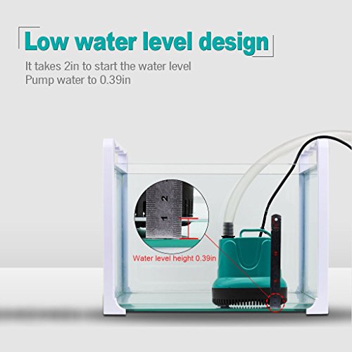 5W Submersible Water Pump, 66GPH Quiet Aquarium Pump | Multifunctional Mini Pump for 5-50 Gal Aquariums, Ponds & Hydroponics. Features Smart Dry-Run Protection