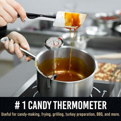 CRAFT911 Candy Thermometer with Pot Clip - Deep Fry Oil Thermometer for Frying and Candle Making (White) - color: Light