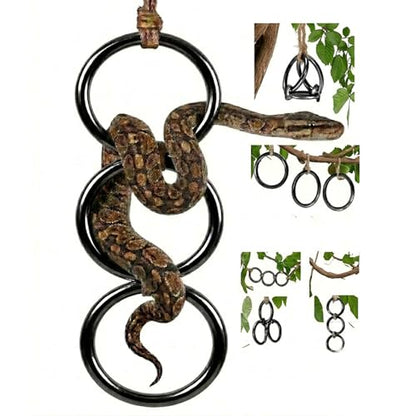 Horsmiyla 3-Ring DIY Snake Climbing Rings for Ball Python Tank Decor | Customizable Vertical Reptile Enrichment Toys, Reptile Cage Accessories Fit Chameleon & All Reptile Habitats