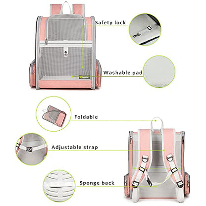 Texsens Innovative Traveler Bubble Backpack Pet Carriers for Cats and Dogs - color: Mesh Pink