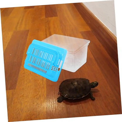 Portable Fish Tank 5.1X3.5X5.1 Inch - Handheld Aquarium Transparent Turtle Box - Plastic Pet Hamster Carrier Travel Reptile Terrarium Random Color
