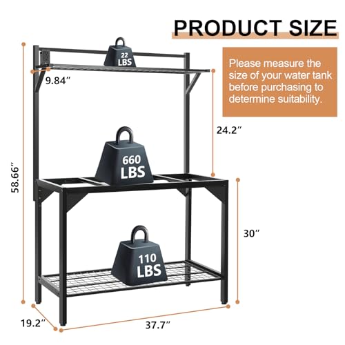 40 Gallon Fish Tank Stand – Aquarium Stand with Power Outlets, 37.7" x 19.2" x 58.66", Heavy-Duty Metal Tank Stand, 40 Gallon Reptile Tank Stand for Home Office – Tank Not Included (Black)