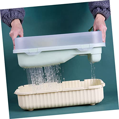 WOONEKY Turtle Feeding Tank Multi-Functional Turtle Habitat Basking Area Drainage System Construction for Home Use Small