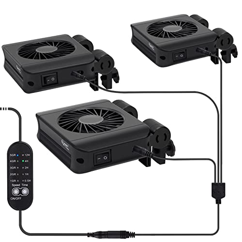 hygger Aquarium Chillers Fan, Quiet Fish Tank Cooling Fan Equipment with Adjustable Speed Controller, Suitable for Freshwater Saltwater Tanks(3-Fan Head) - size: 3-Fan Head