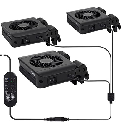 hygger Aquarium Chillers Fan, Quiet Fish Tank Cooling Fan Equipment with Adjustable Speed Controller, Suitable for Freshwater Saltwater Tanks(3-Fan Head) - size: 3-Fan Head