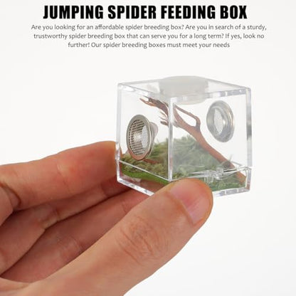 ibasenice Jumping Spider Cage 1.5In Clear Acrylic Escape-Proof Feeding Box with Built-in Lamp for Night Viewing – Mini Terrarium for Jumping Spiders & Small Arachnids - color: Multi