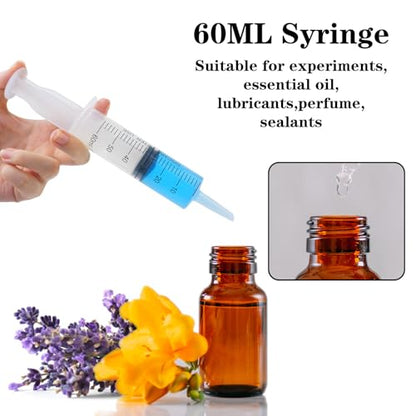 60ml Syringe with Cap, Syringes without Needle for Liquid, Scientific Labs, Measurement, Pet Feeding ,Ink Refilling ,Oil or Glue Applicator (3 Pack) - style: 60ml