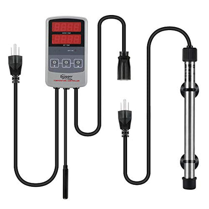 hygger Pinpoint Saltwater Aquarium Heater with Digital Thermostat IC Temp Controller, Titanium Tube Submersible Fish Tank Heater for Coral Reef 500 Watt - size: 500w