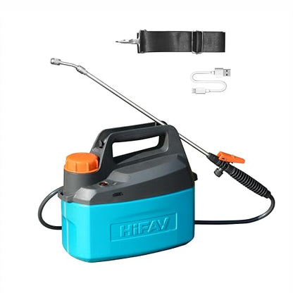 HIFAY ES4 Electric Sprayer 1 Gallon Built-in 4000mAh Rechargeable Battery, Copper-Nickel Spray Nozzle Makes The Spray More Delicate, The Telescopic Spray Rod Can Reach Further - color: Blue