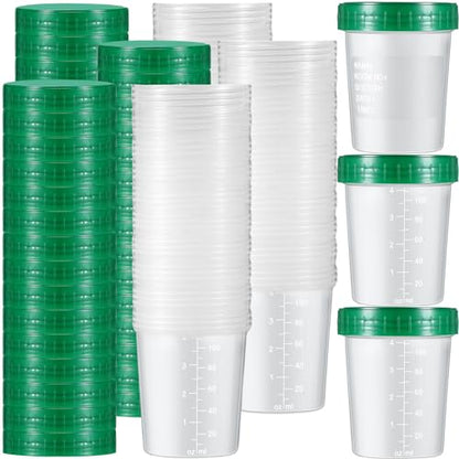 Geiserailie 100 Pcs Urine Cups 4oz Disposable Specimen Container,Green | Pee Cups for Testing, Leak Proof Screw on Lids for Safe Urinalysis Pee Stool Sample Collection Analysis - color: Green