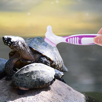 Happyyami Aquatic Turtle Shell Cleaning Brush Double-Head Mini Scrub Brush for Removing Dirt and Mud on Tortoise and Turtle Shells, Portable Pet Tank Cleaning Tool for Reptile Maintenance